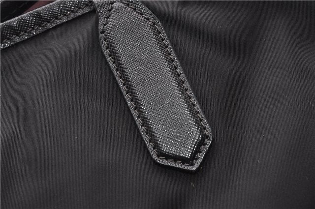 Authentic PRADA TESSUTO SAFFIANO Nylon Leather Tote Bag BR4001 Black 0212G