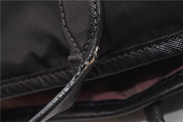 Authentic PRADA TESSUTO SAFFIANO Nylon Leather Tote Bag BR4001 Black 0212G