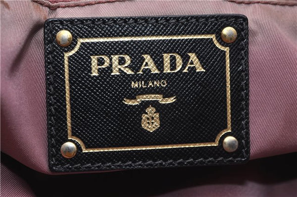 Authentic PRADA TESSUTO SAFFIANO Nylon Leather Tote Bag BR4001 Black 0212G