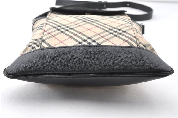 Authentic BURBERRY Nova Check Shoulder Cross Body Bag Canvas Leather Beige 0213G