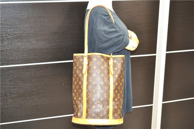 Authentic Louis Vuitton Monogram Bucket GM Shoulder Bag M42236 LV 0216D