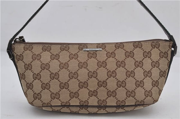 Authentic GUCCI Web Sherry Line Hand Bag GG Canvas Leather 141809 Brown 0216F