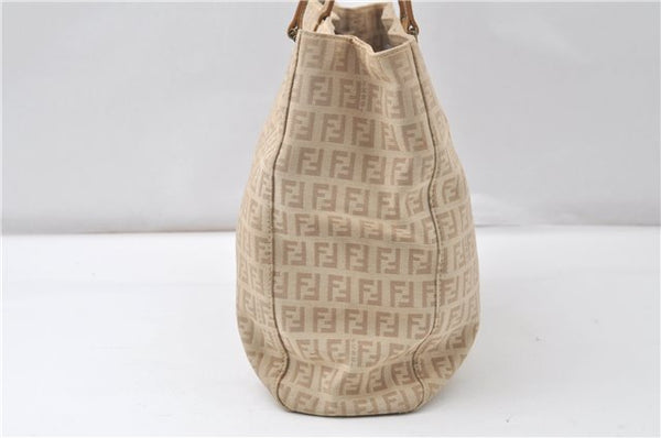Authentic FENDI Zucchino Vintage Shoulder Hand Bag Canvas Leather Beige 0219G