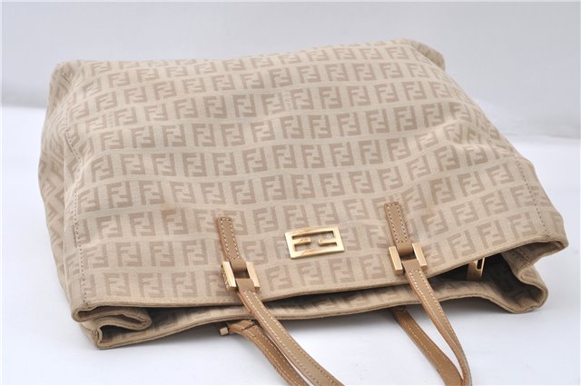 Authentic FENDI Zucchino Vintage Shoulder Hand Bag Canvas Leather Beige 0219G