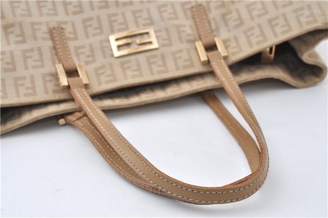 Authentic FENDI Zucchino Vintage Shoulder Hand Bag Canvas Leather Beige 0219G