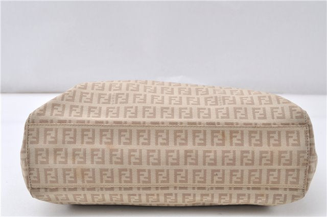 Authentic FENDI Zucchino Vintage Shoulder Hand Bag Canvas Leather Beige 0219G