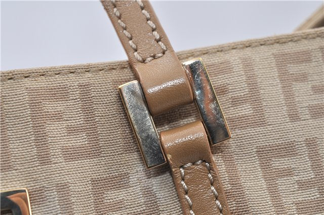 Authentic FENDI Zucchino Vintage Shoulder Hand Bag Canvas Leather Beige 0219G