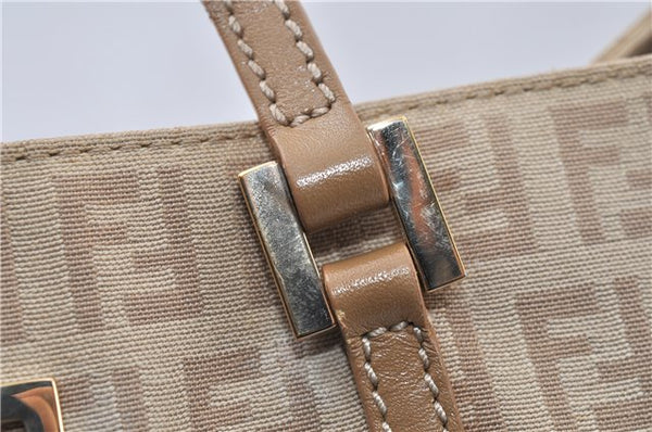Authentic FENDI Zucchino Vintage Shoulder Hand Bag Canvas Leather Beige 0219G