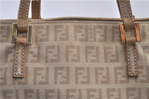 Authentic FENDI Zucchino Vintage Shoulder Hand Bag Canvas Leather Beige 0219G