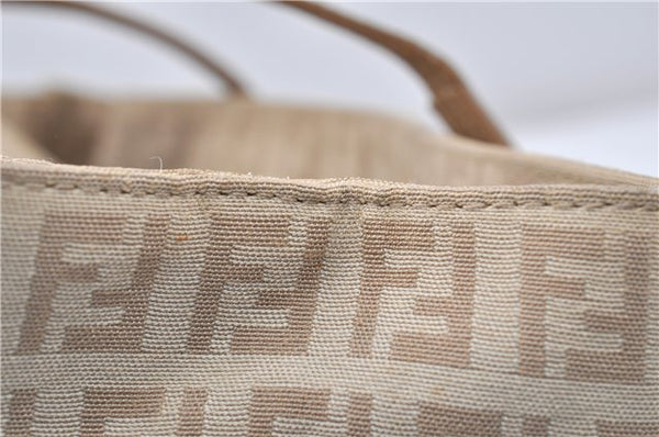 Authentic FENDI Zucchino Vintage Shoulder Hand Bag Canvas Leather Beige 0219G