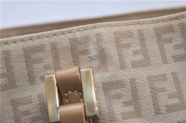 Authentic FENDI Zucchino Vintage Shoulder Hand Bag Canvas Leather Beige 0219G