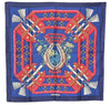 Authentic HERMES Carre 90 Scarf "aux champs" Silk Navy Box 0224F