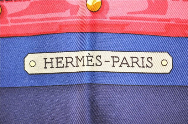 Authentic HERMES Carre 90 Scarf "aux champs" Silk Navy Box 0224F