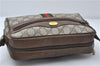 Authentic GUCCI Web Sherry Line Shoulder Cross Bag GG PVC Leather Brown 0228E