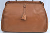 Authentic PRADA MADRAS CERNIERA Leather Nappa Hand Bag B11242 Brown 0228G