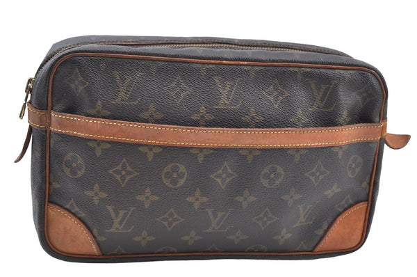 Authentic Louis Vuitton Monogram Compiegne 28 Clutch Hand Bag M51845 LV 0229G
