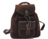 Authentic GUCCI Vintage Bamboo Backpack Suede Leather Brown 0230D