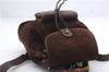 Authentic GUCCI Vintage Bamboo Backpack Suede Leather Brown 0230D