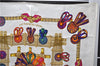 Authentic HERMES Carre 90 Scarf "LES RUBANS DU CHEVAL" Silk White 0231E