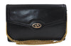 Authentic GUCCI Chain Shoulder Cross Body Bag Purse Leather Black 0233D