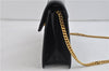 Authentic GUCCI Chain Shoulder Cross Body Bag Purse Leather Black 0233D