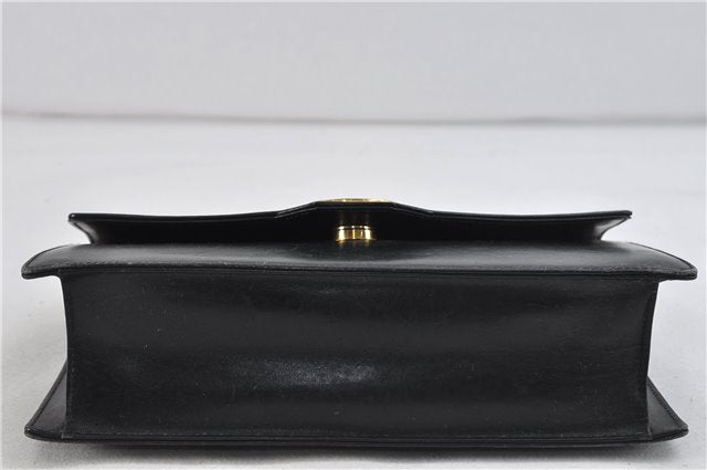 Authentic GUCCI Chain Shoulder Cross Body Bag Purse Leather Black 0233D