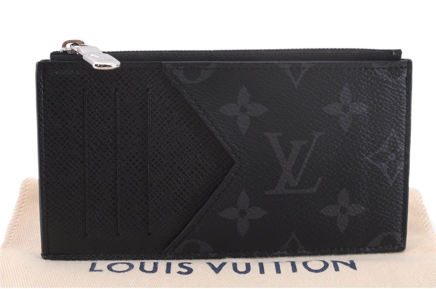 Auth Louis Vuitton Monogram Eclipse Taiga Coin Card Holder Case M30271 LV 0233F