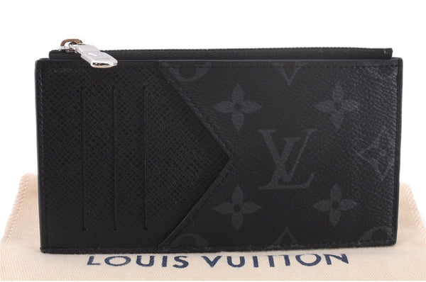 Auth Louis Vuitton Monogram Eclipse Taiga Coin Card Holder Case M30271 LV 0233F