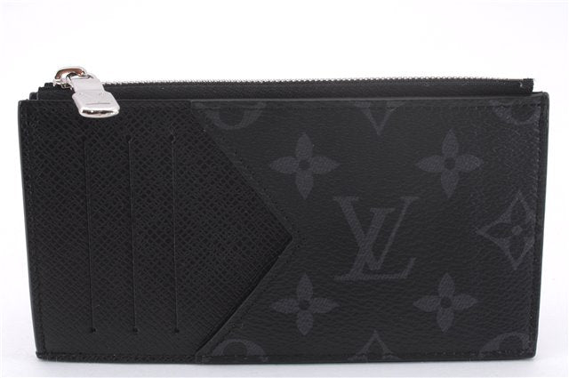 Auth Louis Vuitton Monogram Eclipse Taiga Coin Card Holder Case M30271 LV 0233F