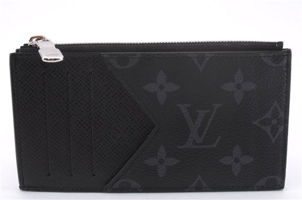 Auth Louis Vuitton Monogram Eclipse Taiga Coin Card Holder Case M30271 LV 0233F