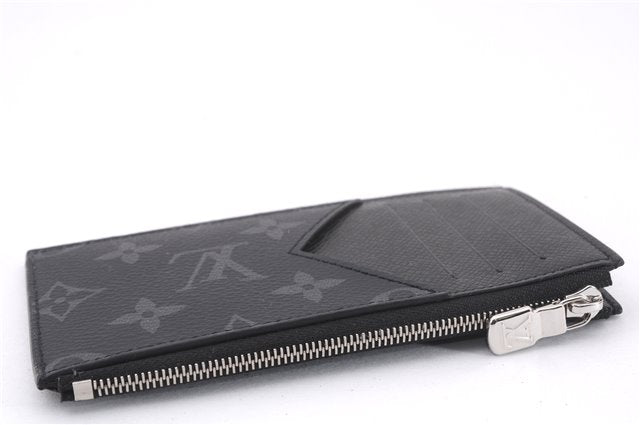 Auth Louis Vuitton Monogram Eclipse Taiga Coin Card Holder Case M30271 LV 0233F