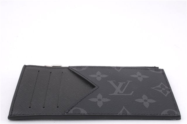 Auth Louis Vuitton Monogram Eclipse Taiga Coin Card Holder Case M30271 LV 0233F
