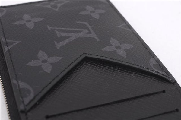 Auth Louis Vuitton Monogram Eclipse Taiga Coin Card Holder Case M30271 LV 0233F