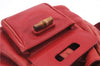 Authentic GUCCI Bamboo Backpack Leather 0031705 Red 0235D