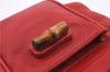 Authentic GUCCI Bamboo Backpack Leather 0031705 Red 0235D