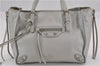 Authentic BALENCIAGA Papier Mini 2Way Hand Bag Leather 305572 Light Gray 0236G