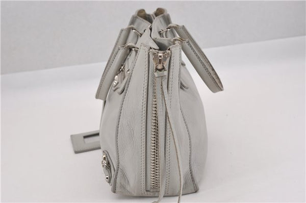 Authentic BALENCIAGA Papier Mini 2Way Hand Bag Leather 305572 Light Gray 0236G