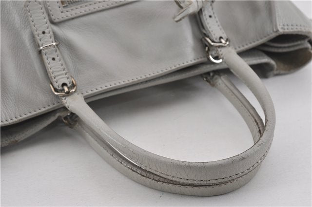 Authentic BALENCIAGA Papier Mini 2Way Hand Bag Leather 305572 Light Gray 0236G