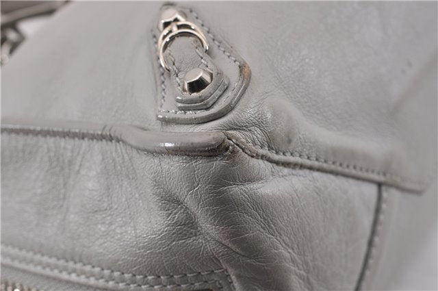 Authentic BALENCIAGA Papier Mini 2Way Hand Bag Leather 305572 Light Gray 0236G