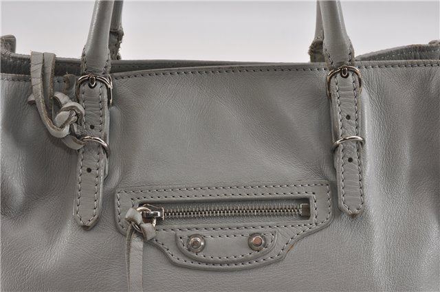 Authentic BALENCIAGA Papier Mini 2Way Hand Bag Leather 305572 Light Gray 0236G