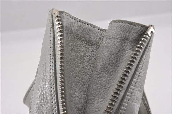 Authentic BALENCIAGA Papier Mini 2Way Hand Bag Leather 305572 Light Gray 0236G