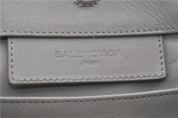 Authentic BALENCIAGA Papier Mini 2Way Hand Bag Leather 305572 Light Gray 0236G