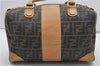 Authentic FENDI Zucca Shoulder Hand Boston Bag Purse Canvas Leather Brown 0237G