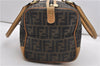 Authentic FENDI Zucca Shoulder Hand Boston Bag Purse Canvas Leather Brown 0237G