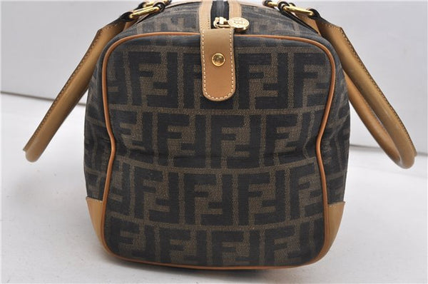Authentic FENDI Zucca Shoulder Hand Boston Bag Purse Canvas Leather Brown 0237G