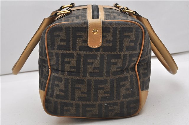 Authentic FENDI Zucca Shoulder Hand Boston Bag Purse Canvas Leather Brown 0237G