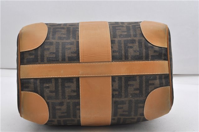 Authentic FENDI Zucca Shoulder Hand Boston Bag Purse Canvas Leather Brown 0237G