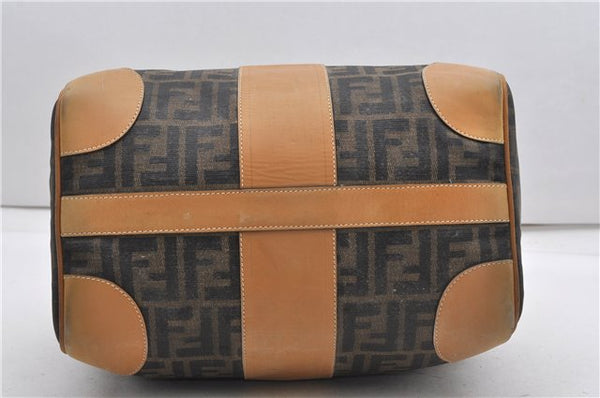 Authentic FENDI Zucca Shoulder Hand Boston Bag Purse Canvas Leather Brown 0237G