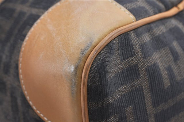 Authentic FENDI Zucca Shoulder Hand Boston Bag Purse Canvas Leather Brown 0237G