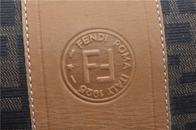 Authentic FENDI Zucca Shoulder Hand Boston Bag Purse Canvas Leather Brown 0237G